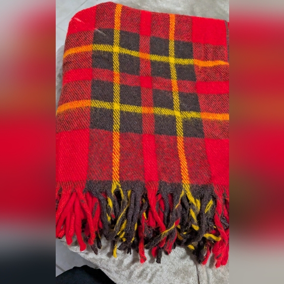 Vtg 60 s Picnic/StADIUM Plaid Faribo Wool Blanket approx. 50”x51 100%  USA - Picture 5 of 7